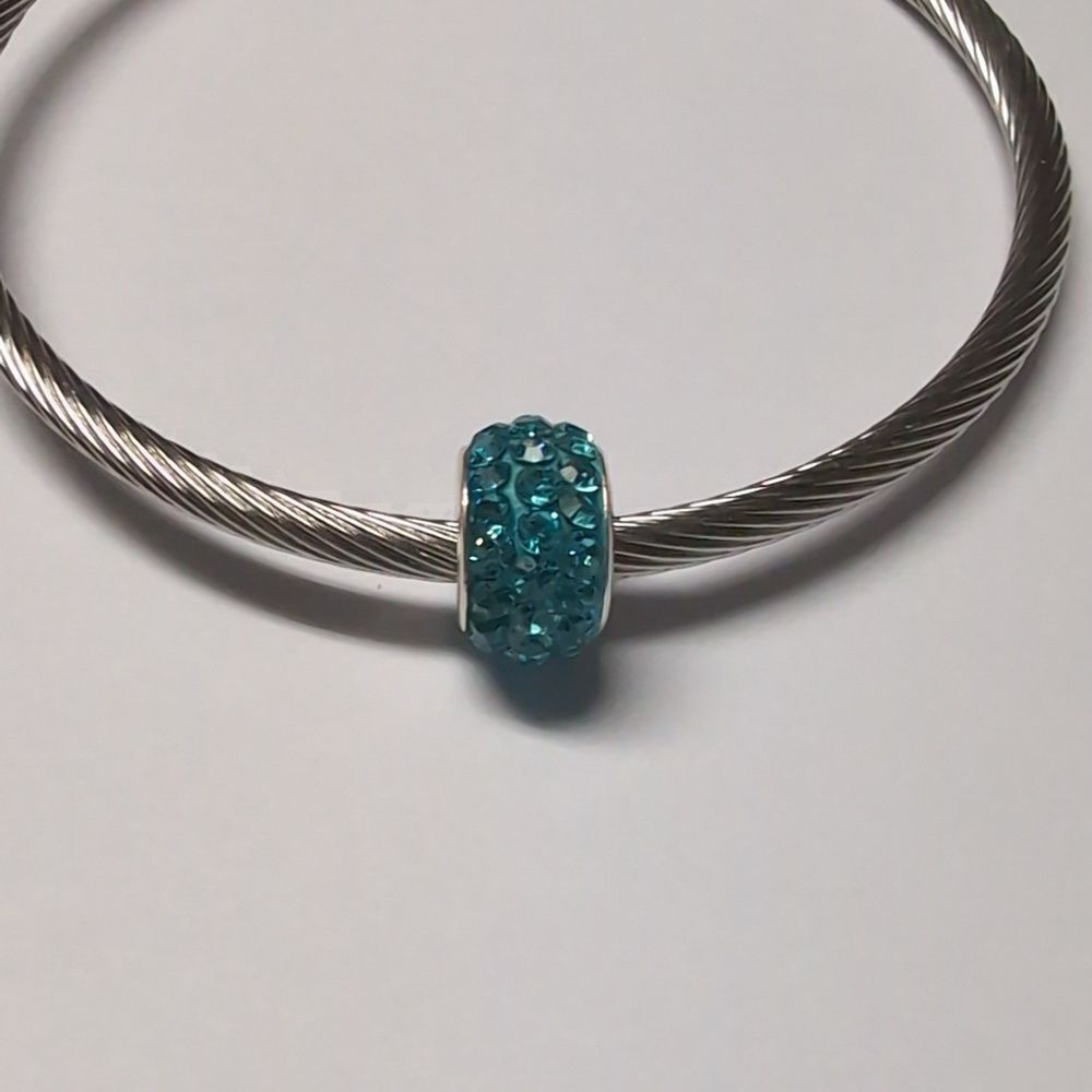 Blue with Blue Rhinestones‎ Charm for Pandora Style Bracelet